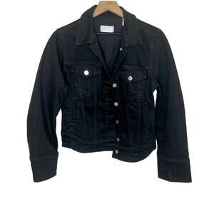 BLDWN XS Rowan Rigid Denim Jacket Carbon Black Silver Buttons Moto USA Made